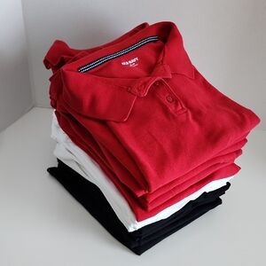 Old Navy Big Girls Red, White, and Black Polo Shirts 15 PCS Size 14-16 & 18 PLUS